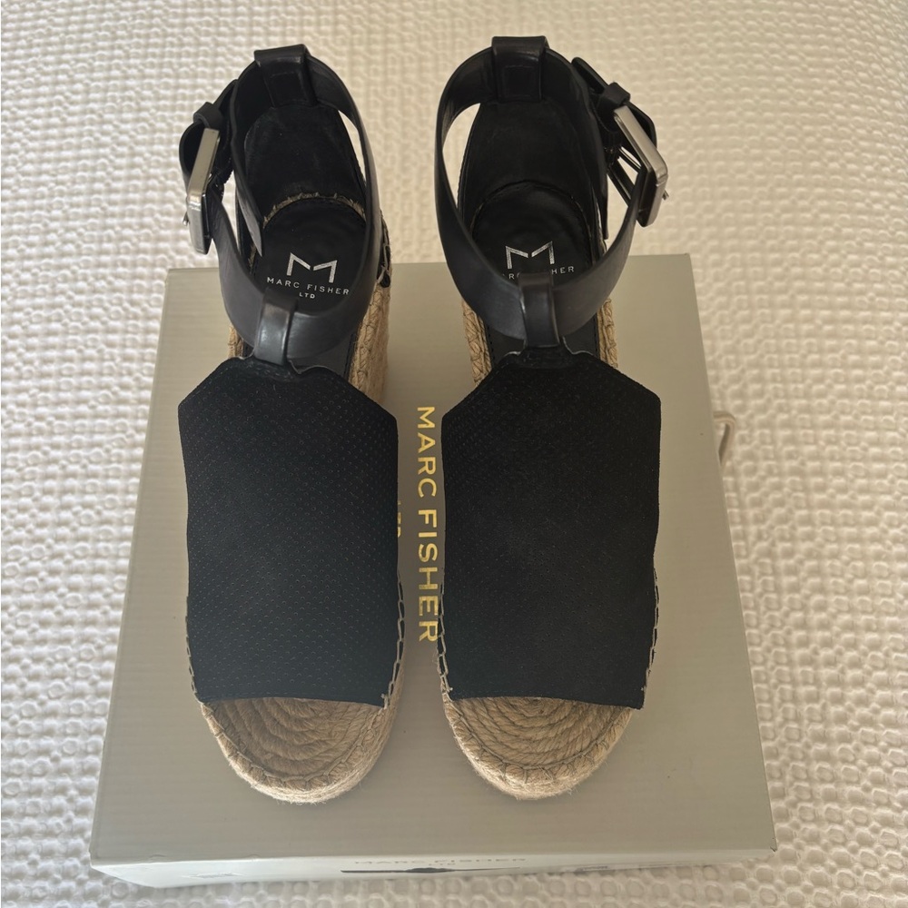 Marc Fisher Black Espadrilles with Woven Sole